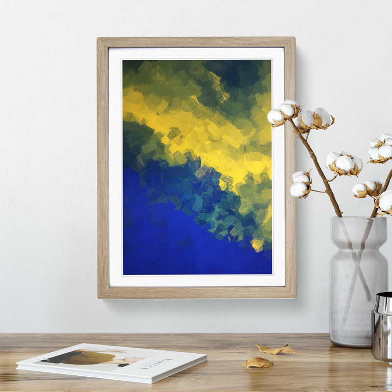 Symphony Abstract - Single Picture Frame Painting, 34cm H x 25cm W x 2cm D, Oak Framed