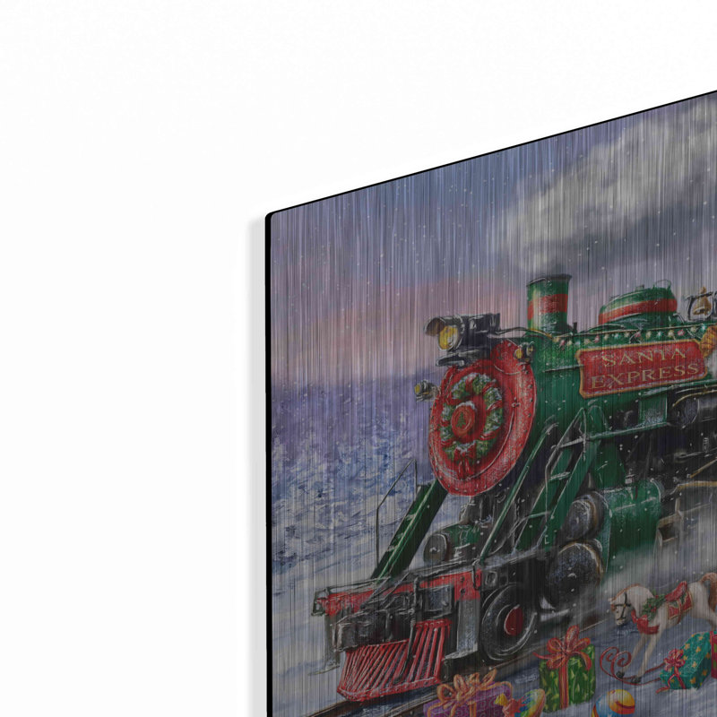 «Santa's Express Train» par Ali Corti, art mural en métal, H 12 po x l 16 po