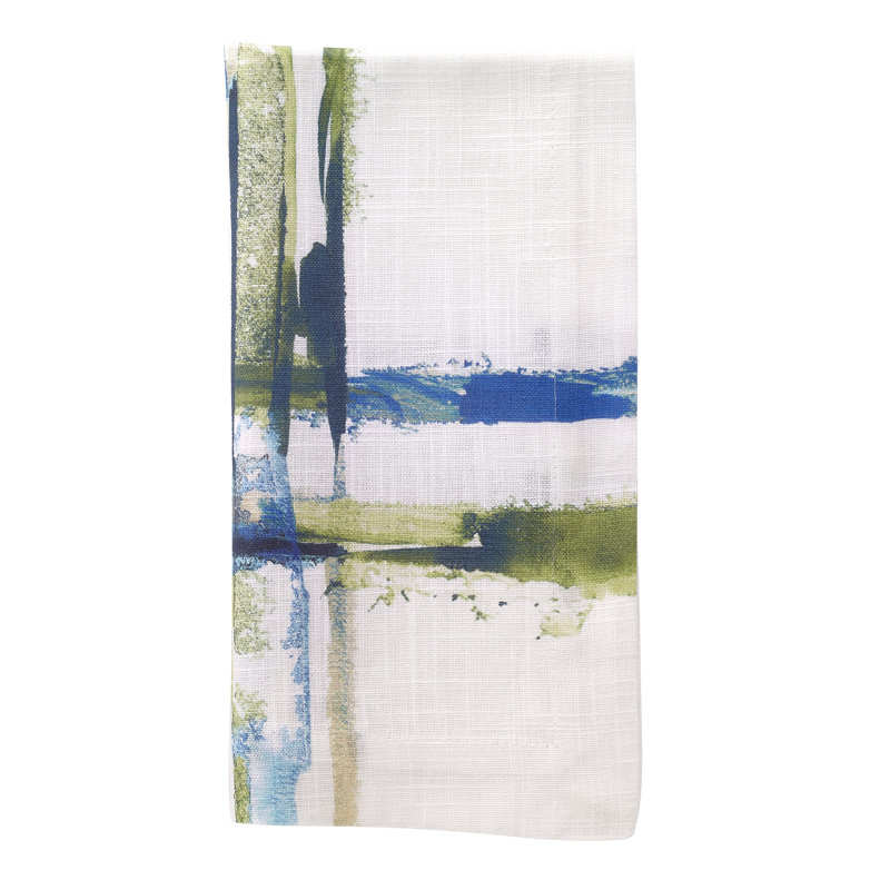 Abstract Grid 21" Napkin, Seagreen