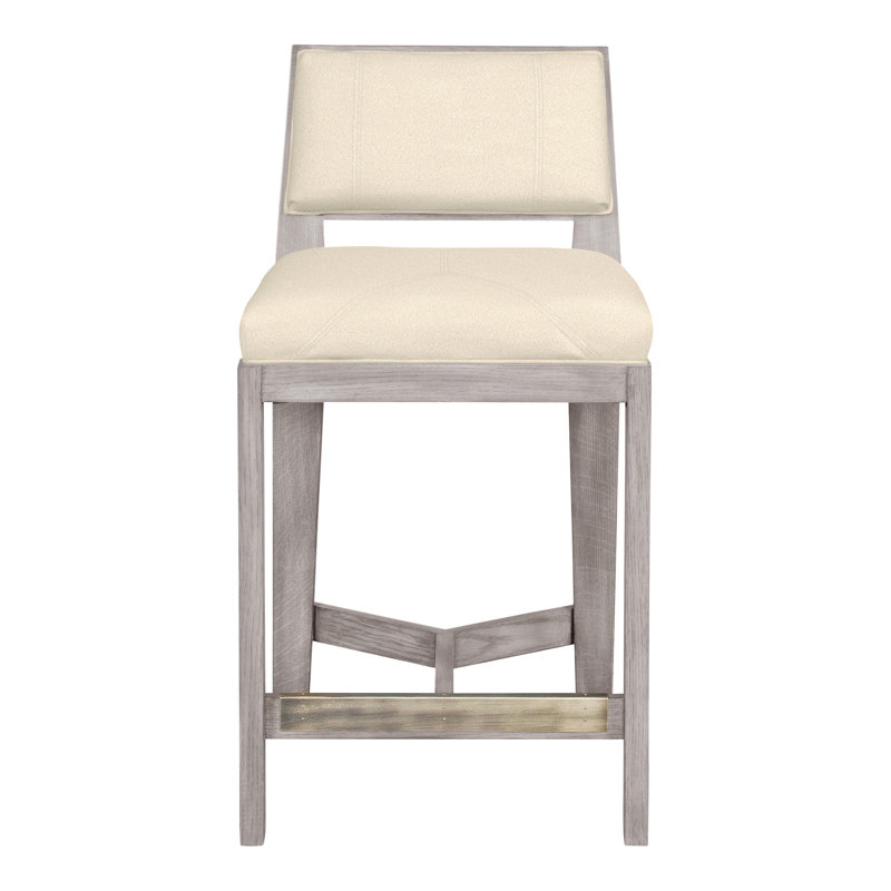 Scoville By Thom Filicia Upholstered Counter Stool with Solid Wood Frame, Gris colombe, Kimoni naturel