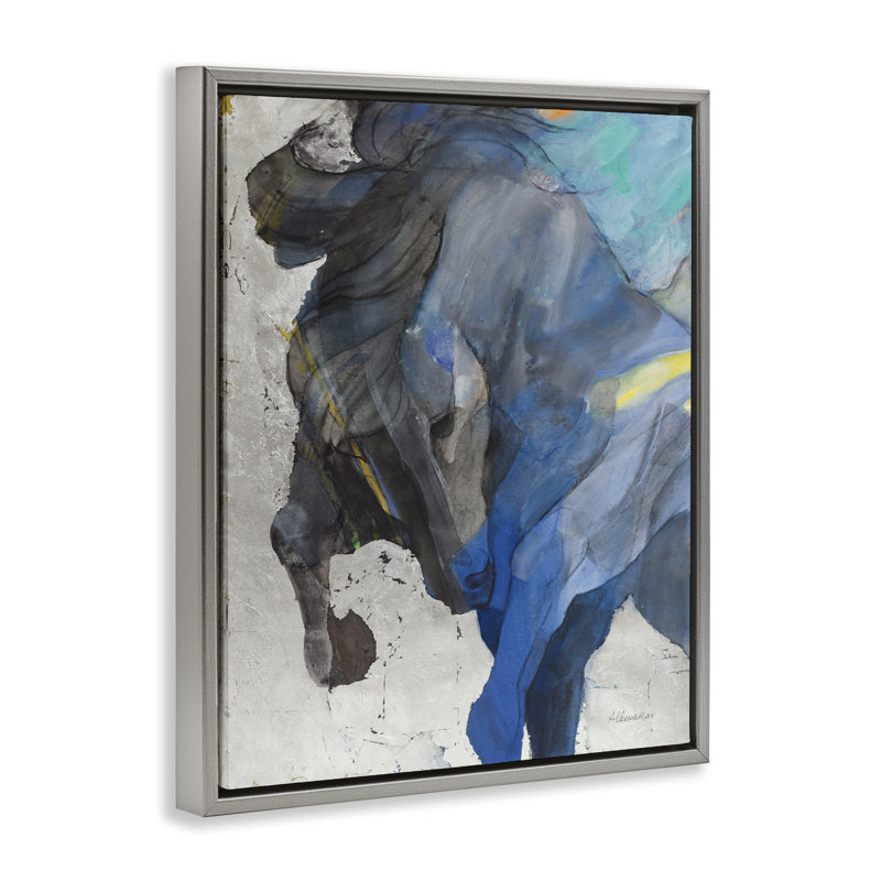 «Majestic Valor Stallion» par Albena Hristova, Cadre flottant gris lustré, H 21 po x l 17 po