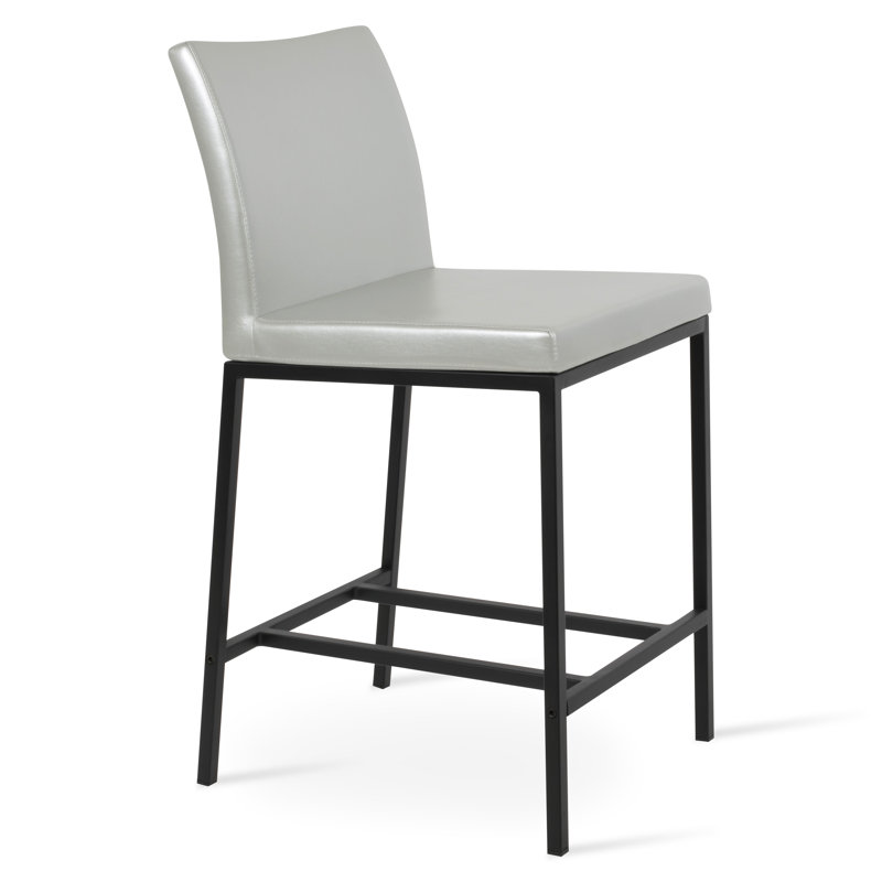Tabouret Aria, Tabouret de bar (siège d'une hauteur de 29 po), Noir, Laine marron foncé