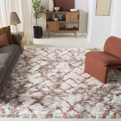 Abstract Ivory/Rust Area Rug