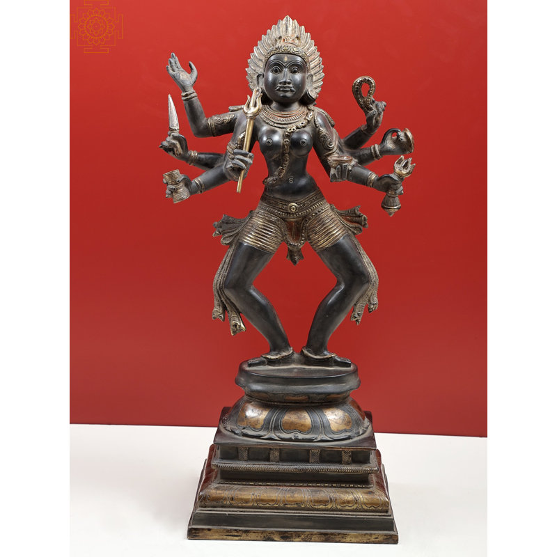 12" Bhairavi Goddess Kali Brass Statue – Handmade Tantric Mahavidya Sculpture for Home Altar and Spiritual Décor