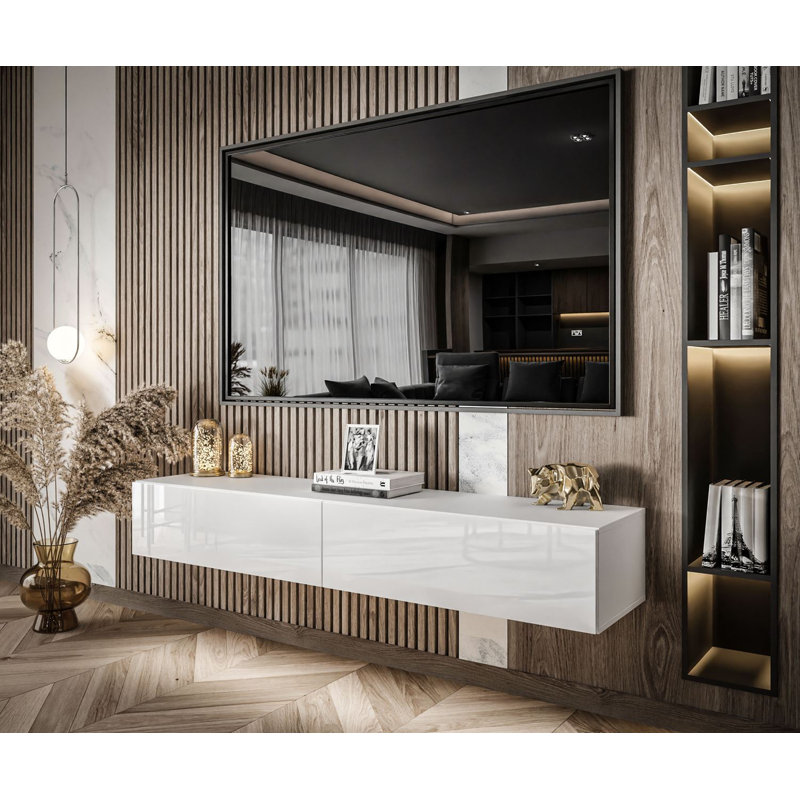 COLETTE TV Stand , White/High Gloss White