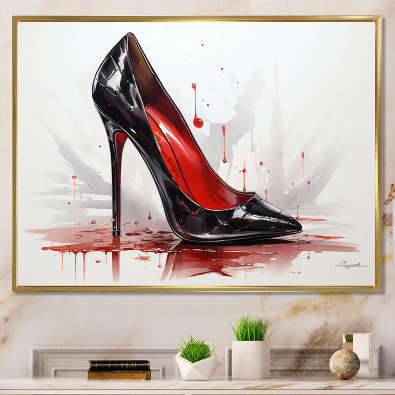 Red High Heels Sophistication I - Imprimé, H 12 po x l 20 po x P 1 po, Cadre flottant doré