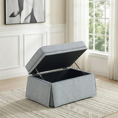 Upholstered Skirted Rectangular Storage Ottoman with Lift-Top