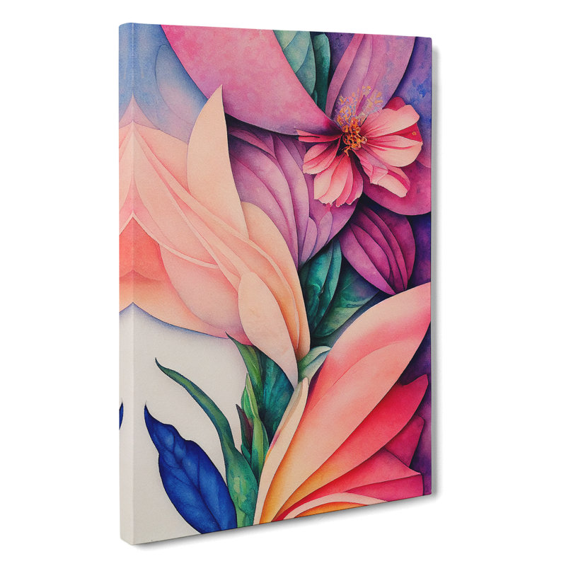 Water Painted Flowers No.4 - Wrapped Canvas, 50cm H x 35cm W x 3cm D