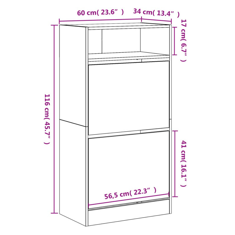 6 Pair Shoe Storage Cabinet, White