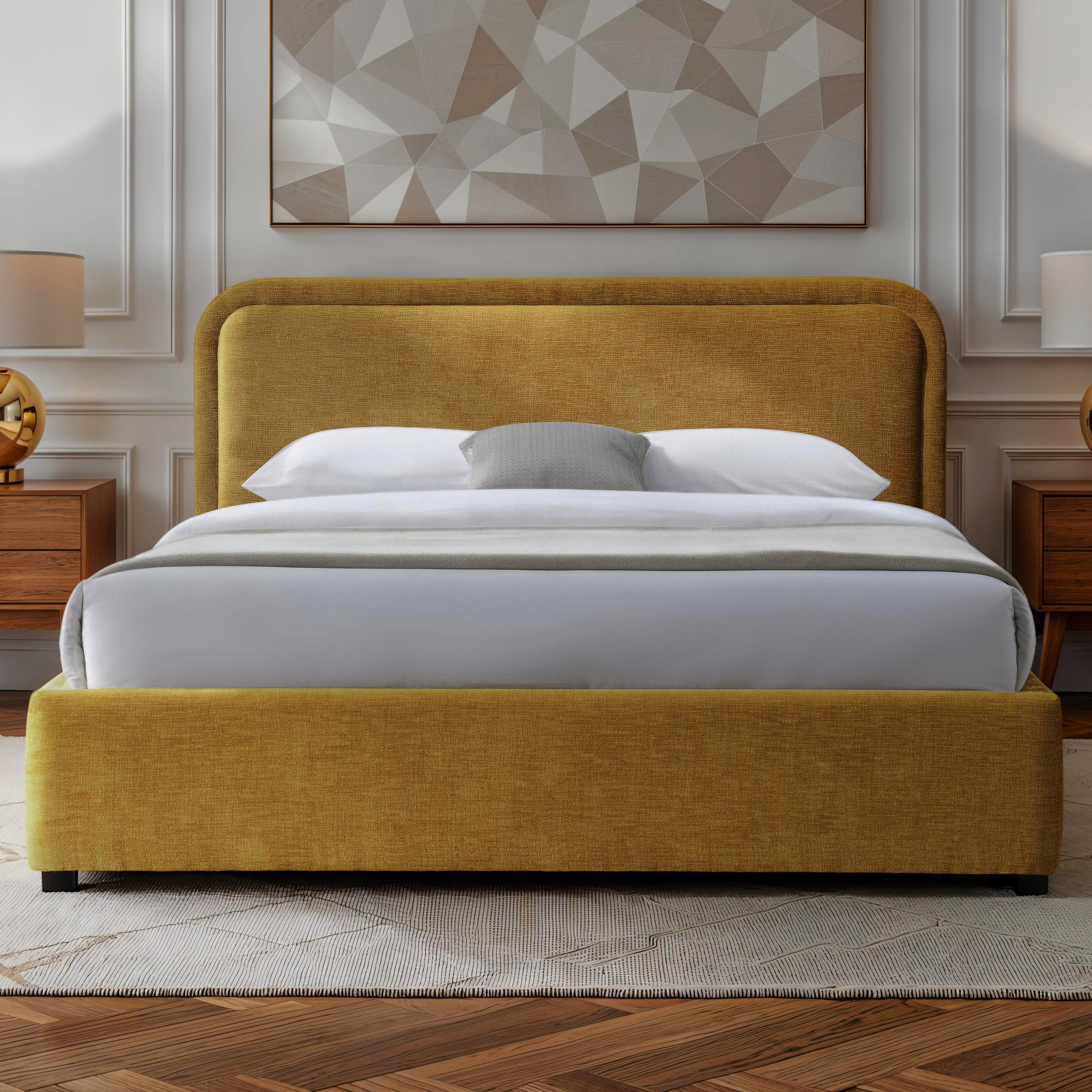 Baneza Platform Bed, Queen, Gold