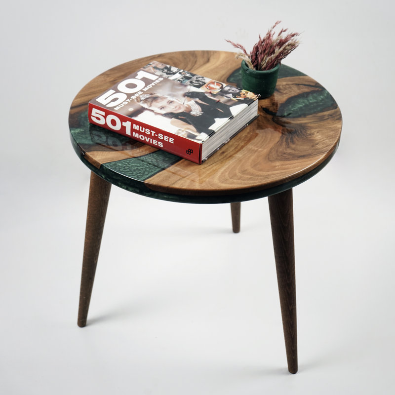 Table basse ronde en bois Abagayle, Vert