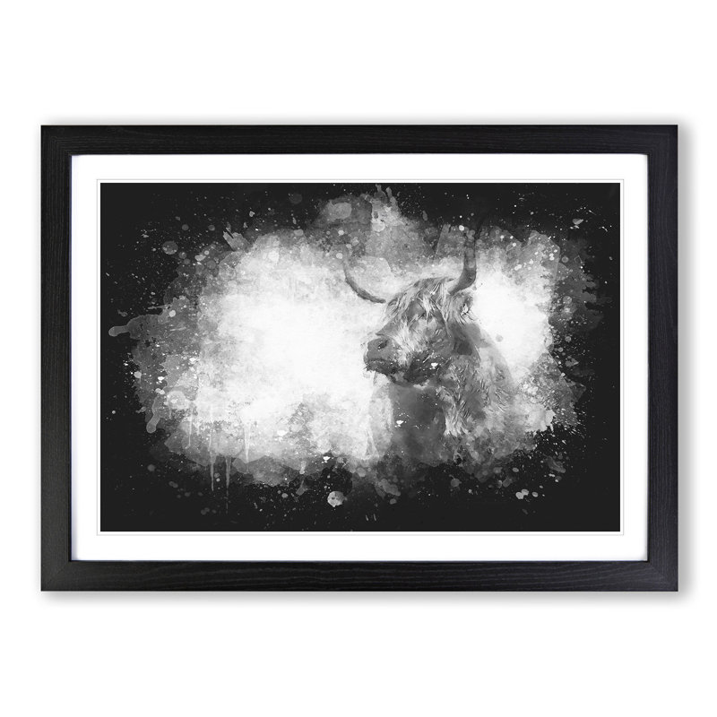 Highland Cow - Picture Frame Graphic Art Print, Black Framed, 24cm H x 33cm W x 2cm D