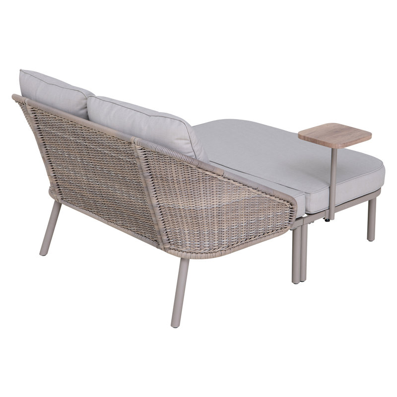 Steel / Rattan Garden Daybed Porto - 142 X 128cm, Grey