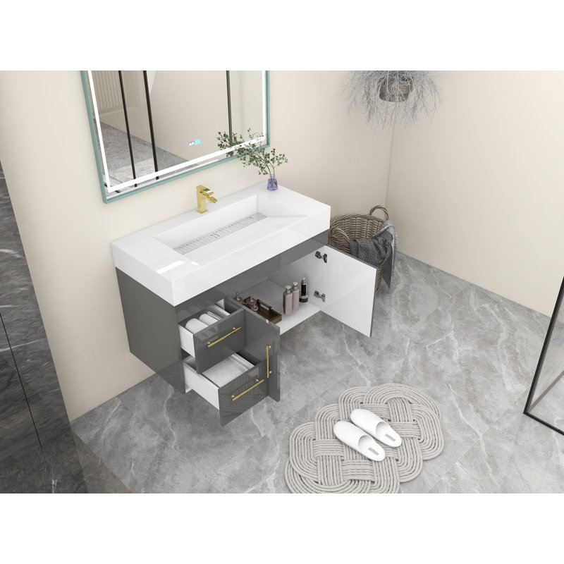 Ensemble de meuble-lavabo simple 42 po, Gris ultrabrillant