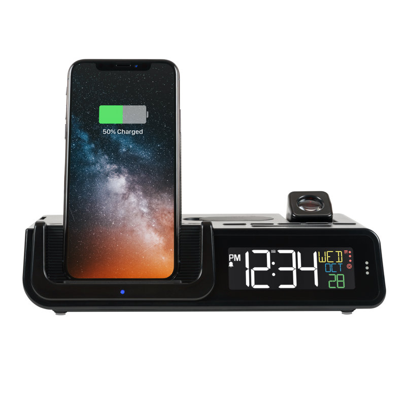 Alarme électrique à projection numérique avec chargeur sans fil 10 W
