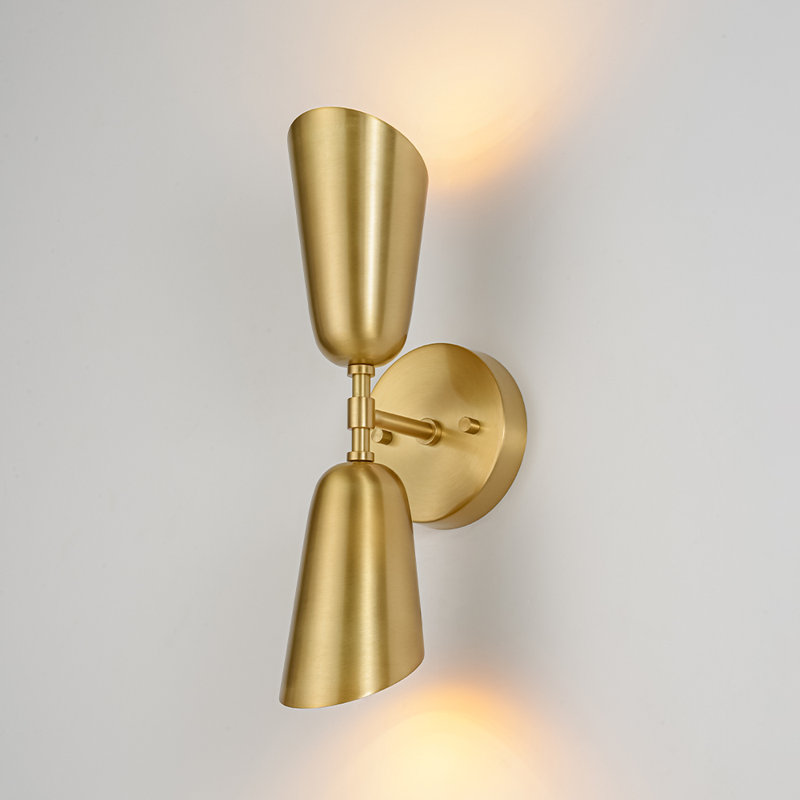 2-Light Dimmable Up and Down Cone Armed Sconce 