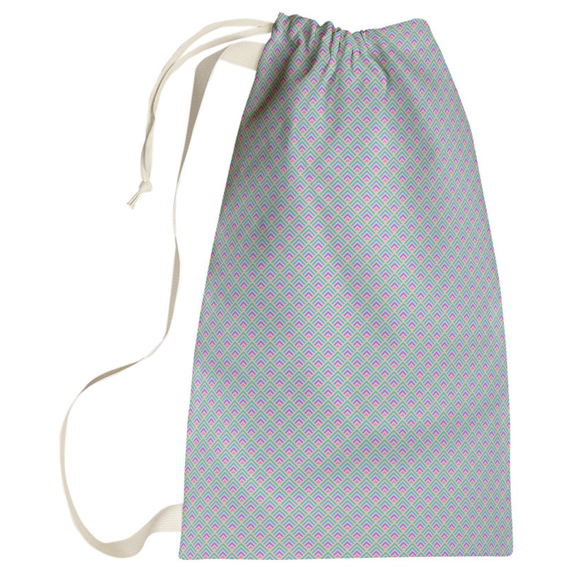 Sac à linge inversé à motif géométrique, Petit (H 64 po x l 20 po x P 1,5 po), Rose