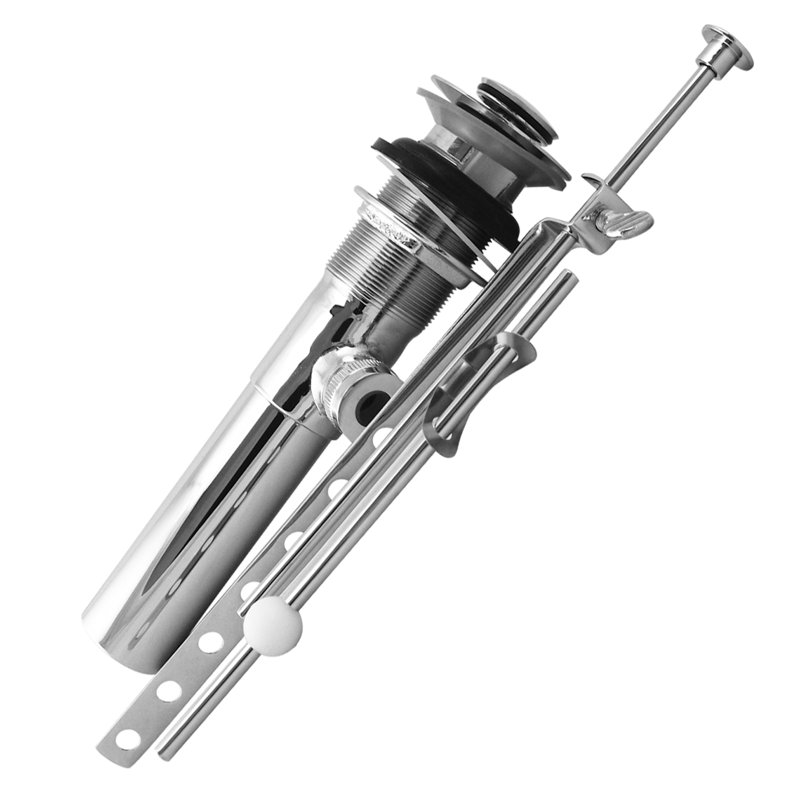 Ensemble de drain de lavabo de salle de bain escamotable avec trous de trop-plein, Chrome poli