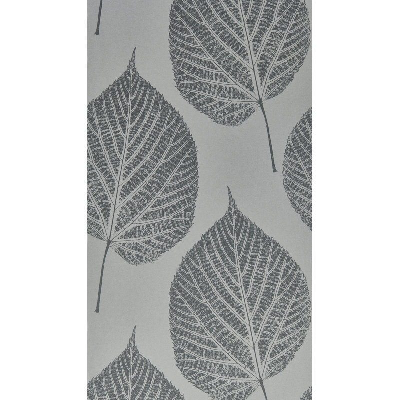 Leaf Wallpaper, Slate/Silver