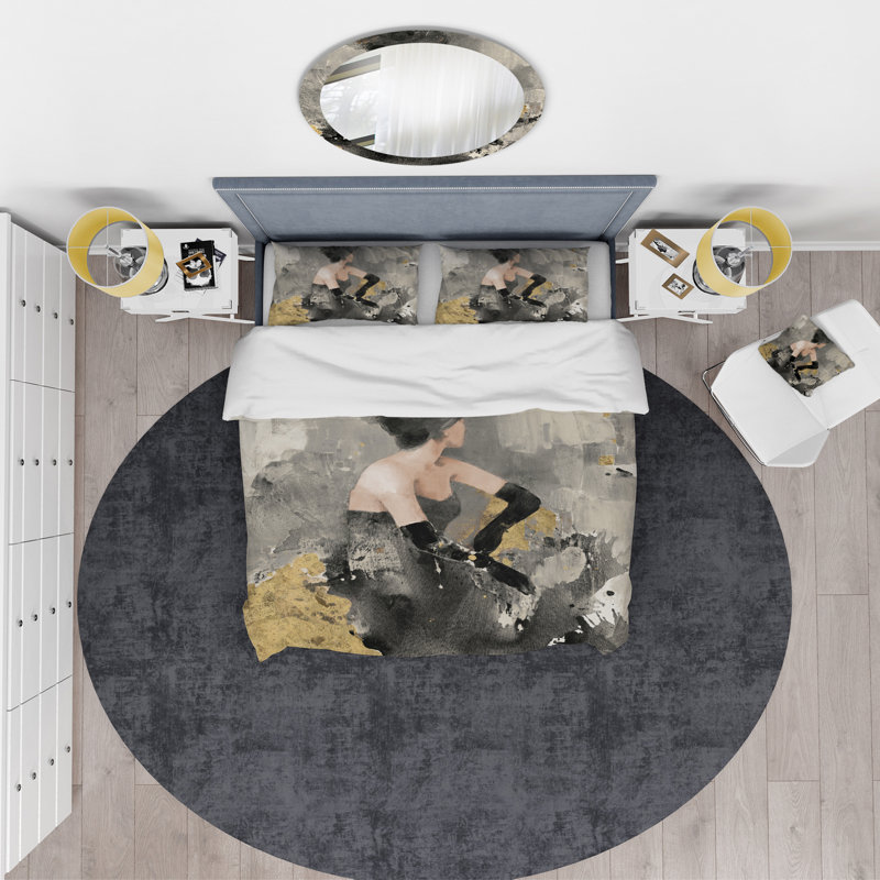 Gold Fashion Dance - Ensemble de housse de couette traditionnel - Microfibre de polyester