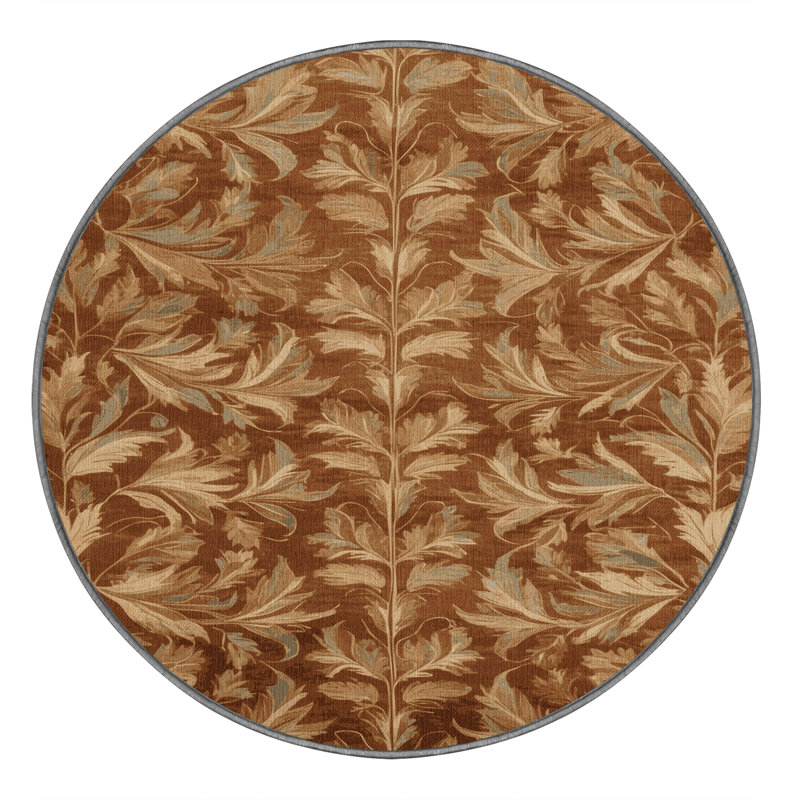 Machine Washable Persian Brown Area Rug, Round 8'