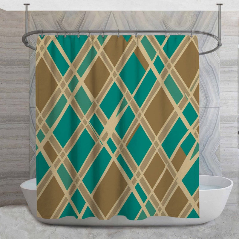 Rideau de douche à motif géométrique, H 83 po x l 70 po