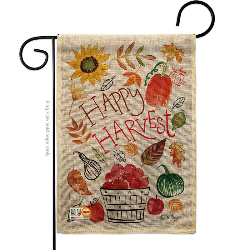 2 côtés en polyester de couleur joyeuse récoltées 19 x 13 po drapeau de jardin