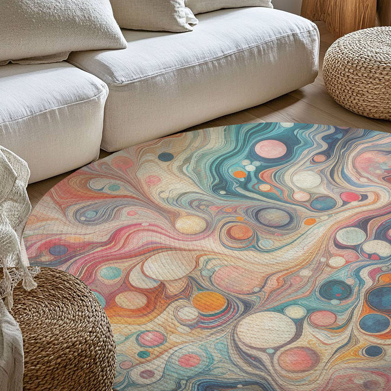 Tapis tressé en marbre chromatique, Rond 5 pi