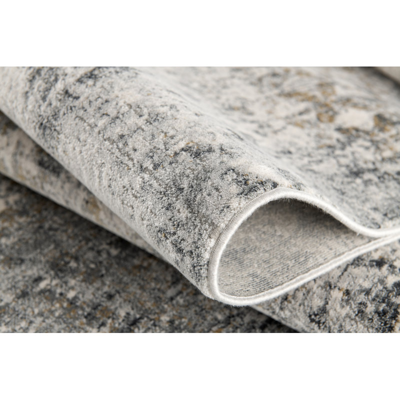 Rug Branch Aurelia 4' x 6' (3'9" x 5'6") Grey/Red Distressed Geometric Indoor Area Rug, Comtemporary, Medium Pile, Stain-Resistant Carpet - Living Room, Bedroom, Dining Room, and Kitchen