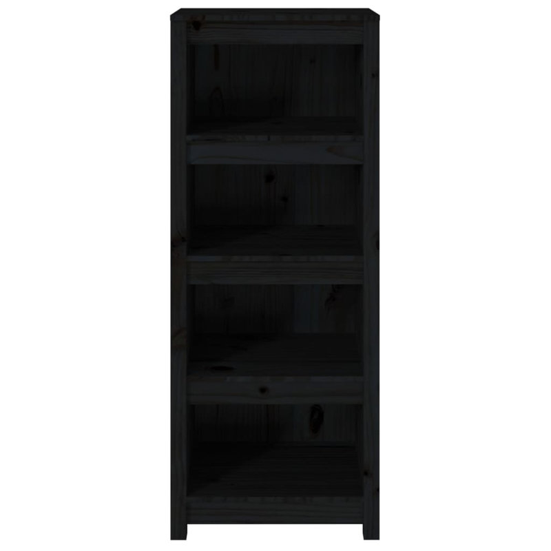 Inkster 125.5cm H Solid Wood Standard Bookcase, Black, 126cm H x 50cm W x 35cm D