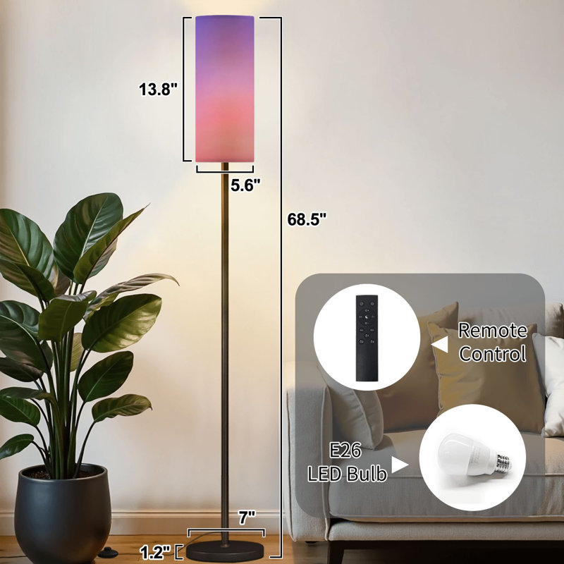 Lampe sur pied Magnifique lampe sur pied moderne à intensité variable avec télécommande et pédale, abat-jour, abat-jour haut, lampe de coin pour le salon, la chambre et le bureau