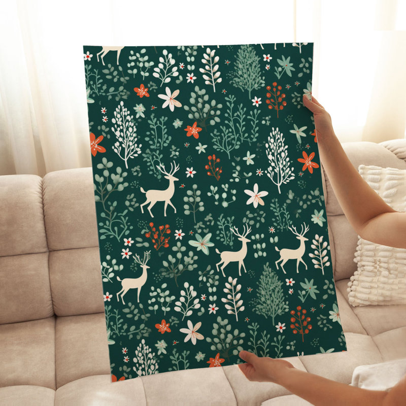 «Holiday Christmas Reindeer VI», reproduction d'art moderne sans cadre, H 10 po x l 8 po