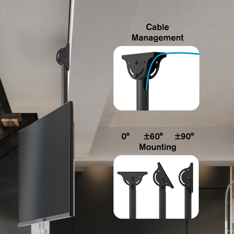 ProMounts Premium Tilt and Swivel Ceiling TV Mount for 37"-90" Screens Holds up to 88 Lbs.