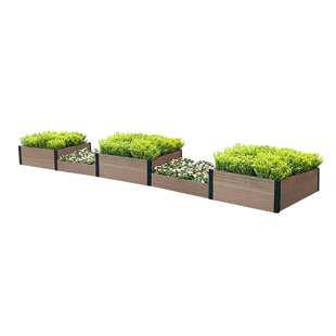 Lit de jardin surélevé en plastique et en bois 16 pi x 3 pi