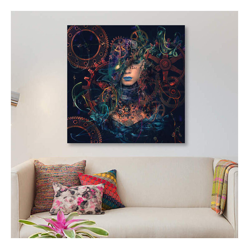 " Reincarnation " by Natalia Simongulashvili, Black Floater Framed Canvas, No Mat, 18" H x 18" W x 1.5" D