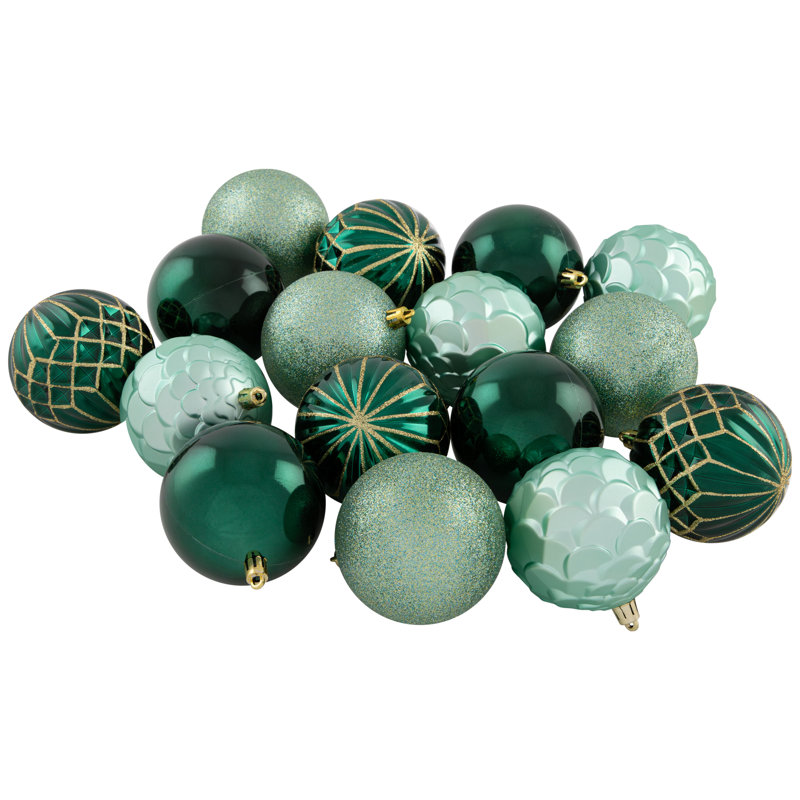 Boules de Noël brillantes et texturées incassables - 3 po (76 mm) - Vert - 48 carats