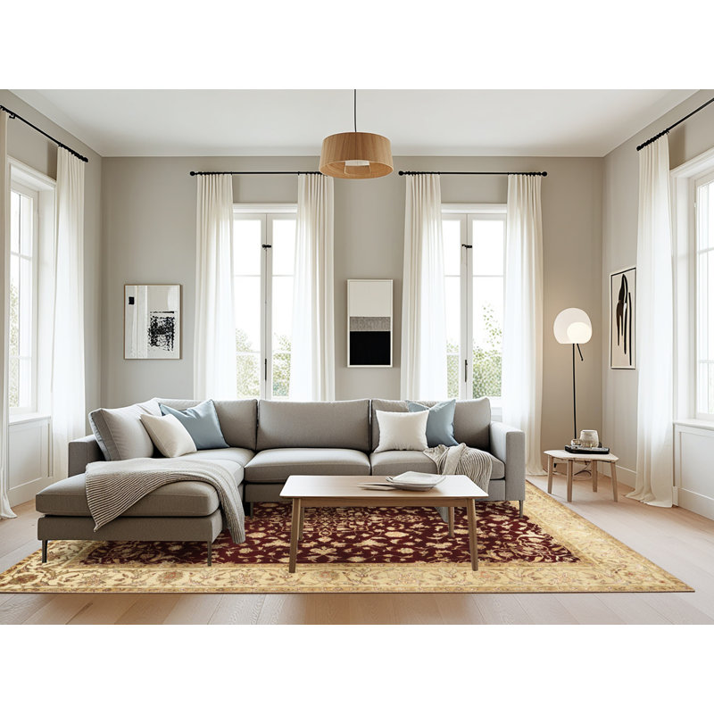 Tapis décoratif rouge à motif oriental Jaylynn, Rectangle 8 pi x 12 pi
