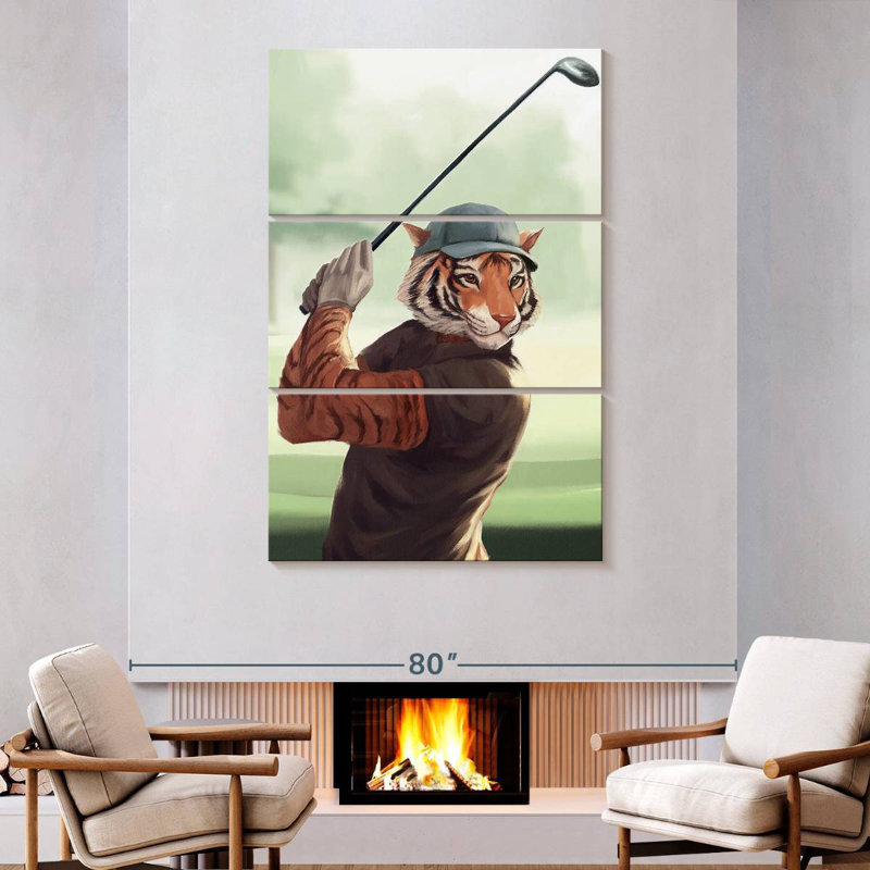 Ketti Tiger Playing Golf, 74" H x 48" W