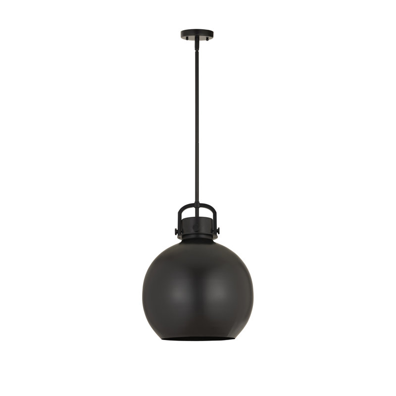 Luminaire suspendu en forme de sphère en métal 1 lumière Amrith, Laiton brossé, H 19,63 po x l 14 po x P 14 po, Laiton brossé
