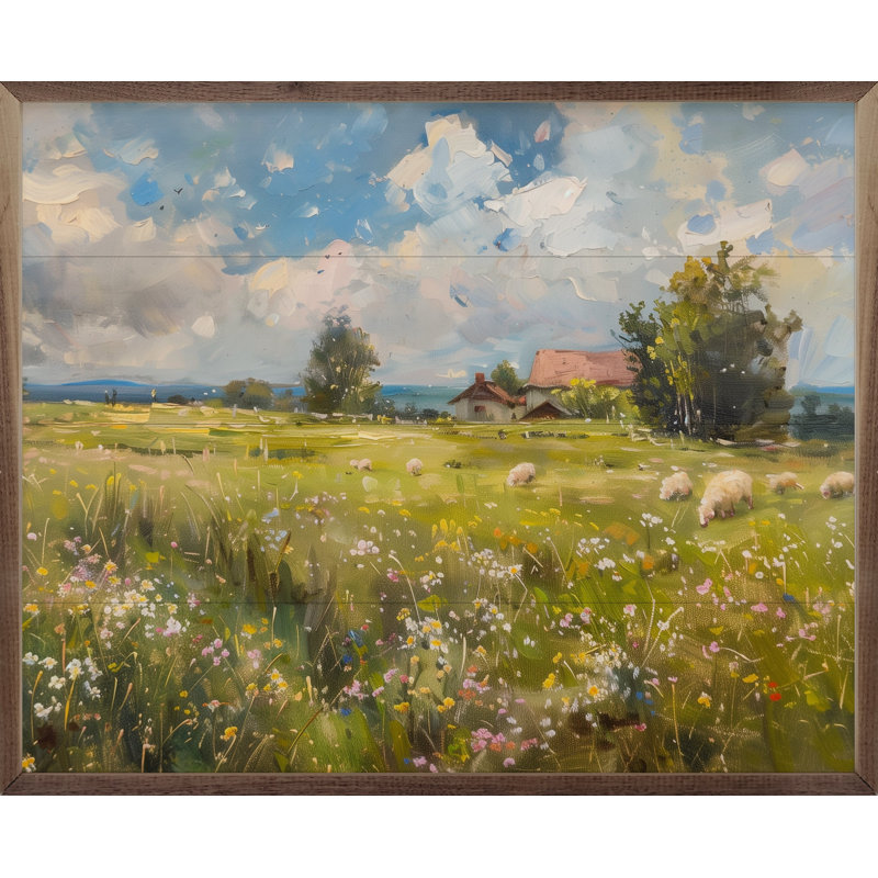 Wildflower Sheep Pasture 2 By Nini Art, H 32 po x l 40 po