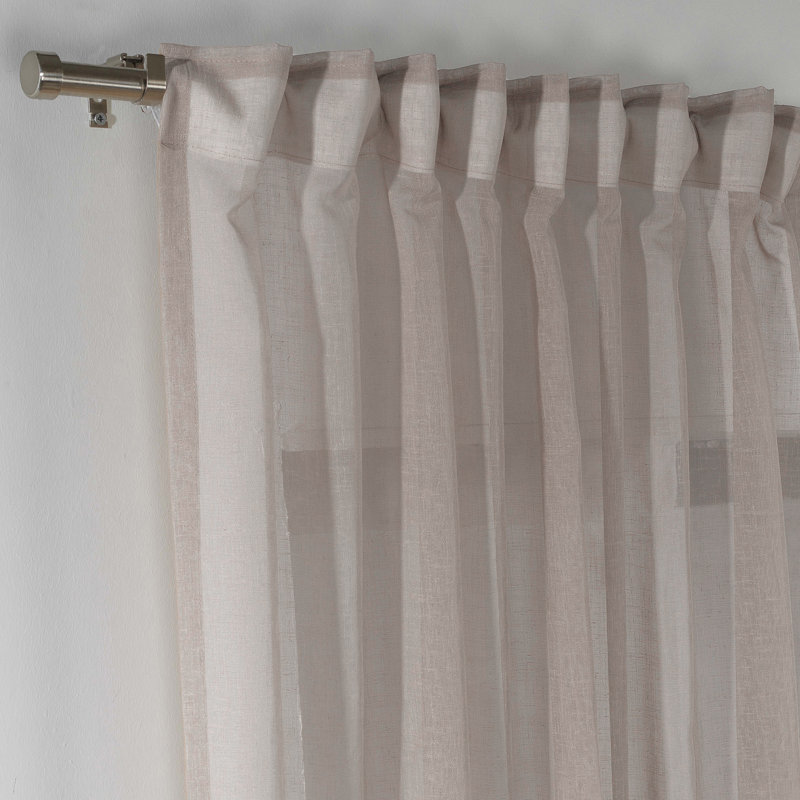Extra Long Sheer Curtain Panels, 52" W x 132" L, Beige
