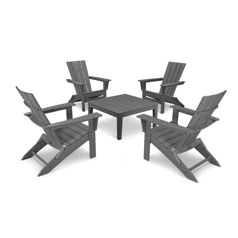 Ensemble de conversation 5 pièces POLYWOOD Quattro, Gris ardoise