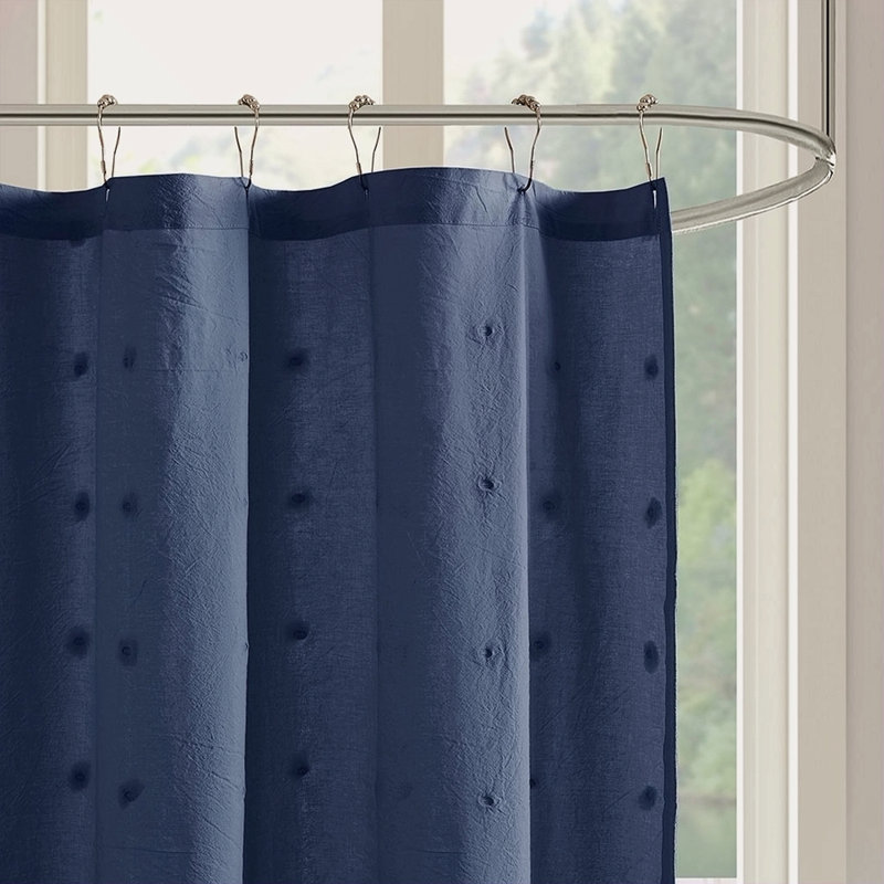 Cotton Jacquard Pom Pom Shower Curtain