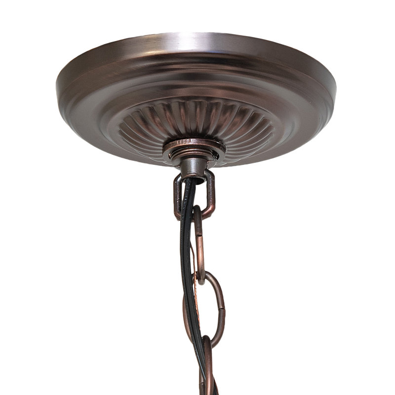 Tiffany 12 - Light Chandelier, Seafoam/Cranberry