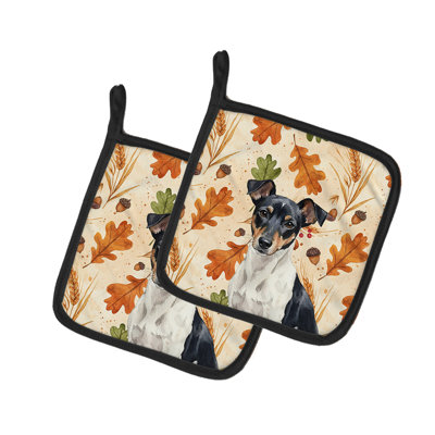 Paire de supports à casseroles noir et blanc Rat Terrier Heirloom Fall