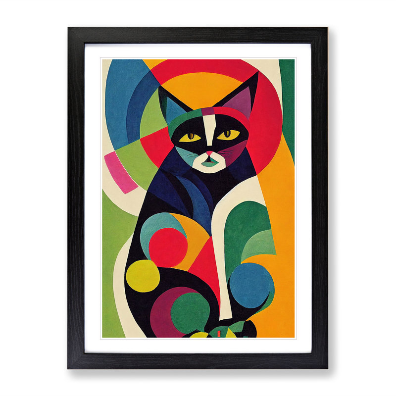 Abstract Cat No.3 - Single Picture Frame Print, Black Framed, 46cm H x 34cm W x 2cm D