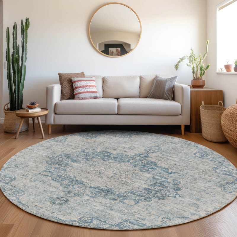 Tapis intérieur / extérieur bleu Arienne , 8 pi x 8 pi