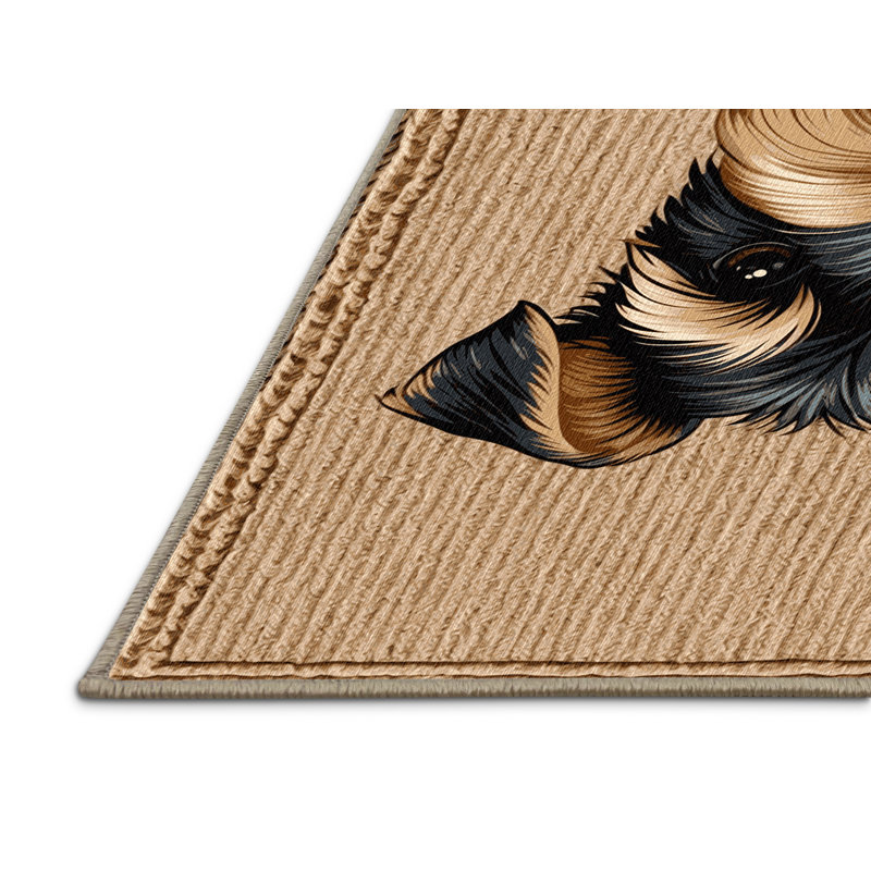 Washable Welsh Terrier Dogs Area Rug, Round 3'