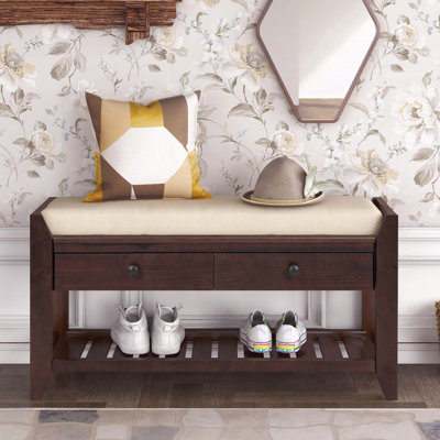 Banc de rangement polyvalent pour hall d'entrée avec siège rembourré, tiroirs et range-chaussures