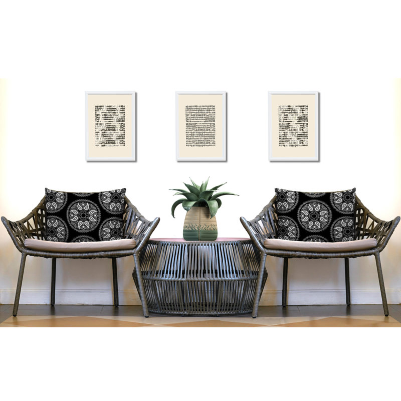 Paisley Outdoor Reversible Throw Pillow, Black